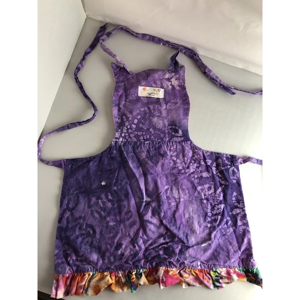 Hand Crafted Cat Apron For A Child Small Tie Dye‎ Kitty Apron 18